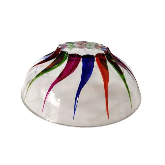 Handpainted Sunburst Heavy Crystal Serving Bowl Colorful Carnivale 3.5in Artsy - Picture 4 of 7